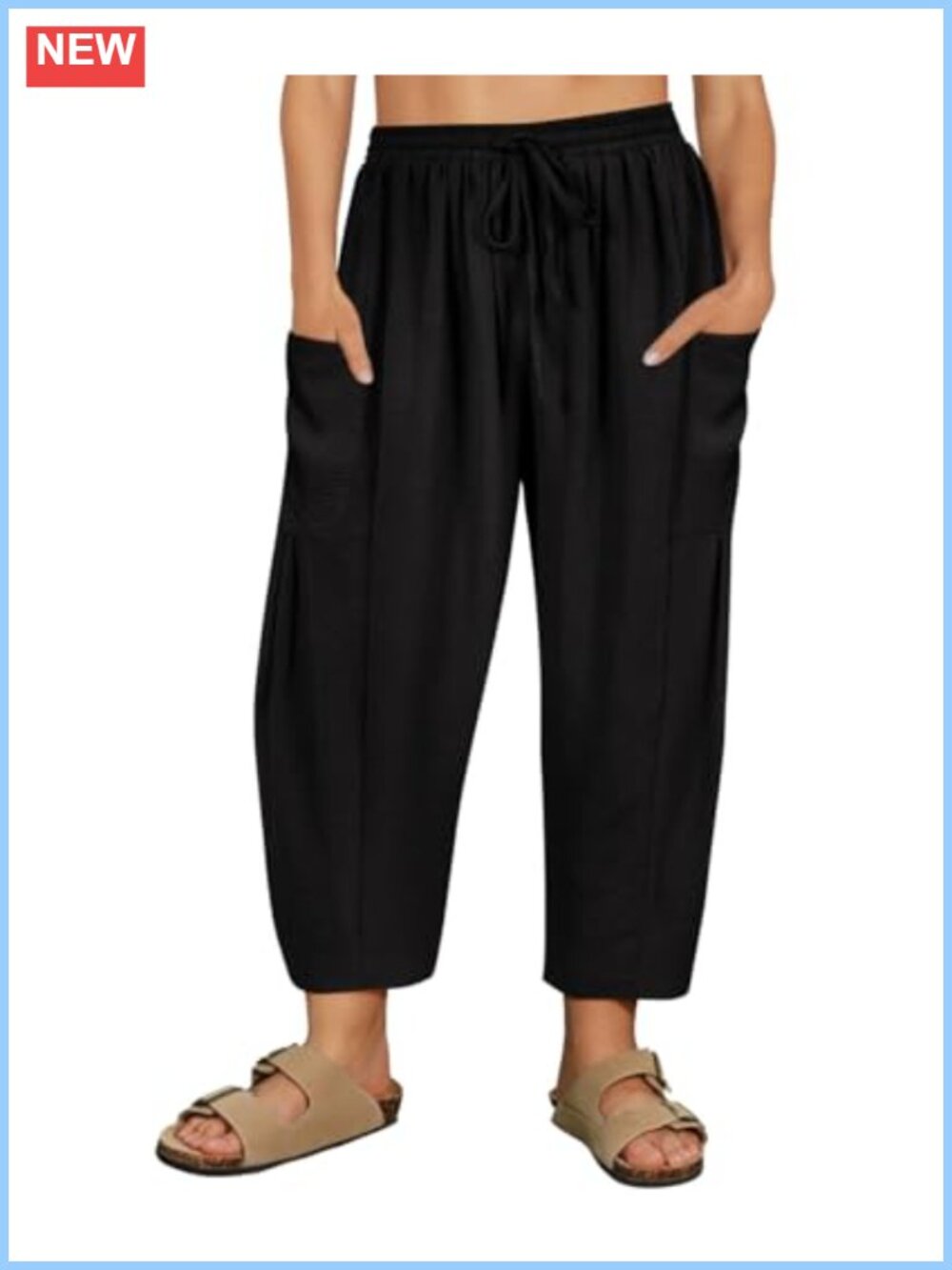 Plus Size Palazzo Harem Pants Drawstring Wide Leg Ankle Length Pockets